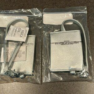LOT OF 2 Thirty One Envelope Card Pouch Silver Metallic Smooth Pebble New In Bag